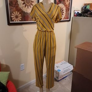 Harlow & Rose jumpsuit L yellow with black/white stripes